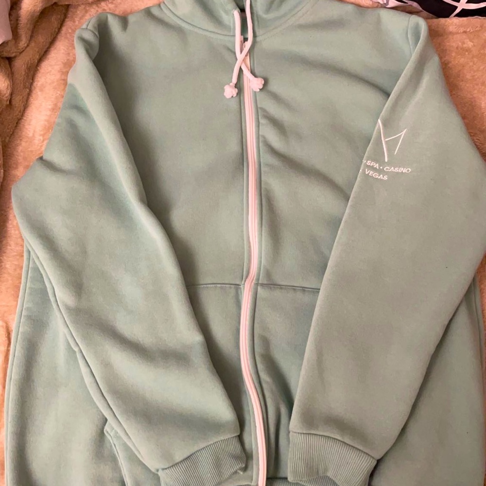 Green oversized zip up hoodie